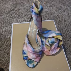 Tie dye wrap up heels